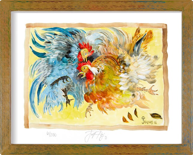 ©"Barnyard Brawl" by Jacques Pepin